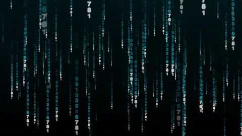 Digital matrix code rows drop streaming vertical value arrays down dark mon.. 스톡 동영상 340998473