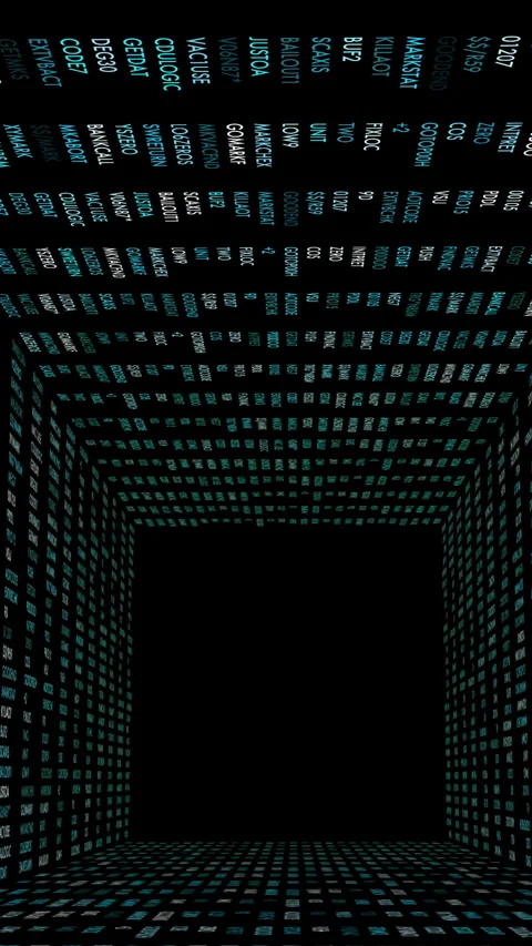 Digital Matrix A Continuous Stream of Code and Data Flowing Through the Stock Footage 287869756