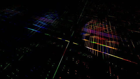 Digital matrix. Data center digital code futuristic information technology. Stock Footage 131810460