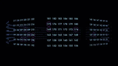 Digital matrix data stream with highlighted numbers in motion Stock Footage 327577091