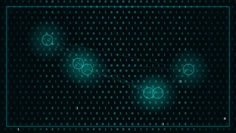 Digital matrix data stream overlay background for futuristic technology conce Stock Footage 346001097