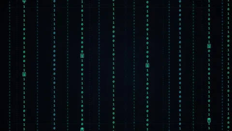 Digital matrix data stream technology cyber code network binary loop Video stock 347200484
