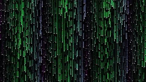 Digital matrix data streams: abstract green technological background animatio Stock Footage 340378422