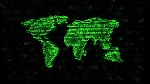 Digital matrix earth map code Stock Footage 303504449