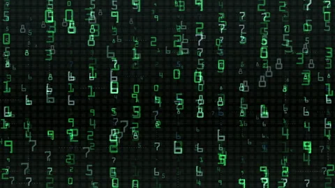 Digital Matrix Glowing Green Numbers and Abstract Code Background Stock Footage 309329639