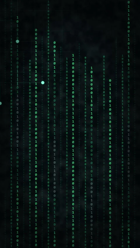 Digital matrix green rain binary code loop animation Video stock 347052003