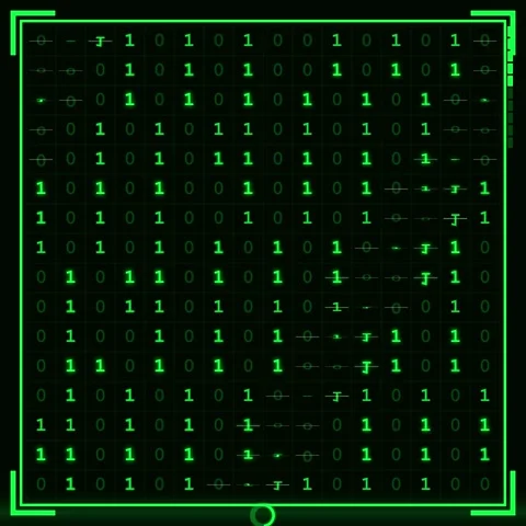 Digital Matrix Grid with Binary Code Flowing, Futuristic Technology Backgroun Stock-Footage 347266100