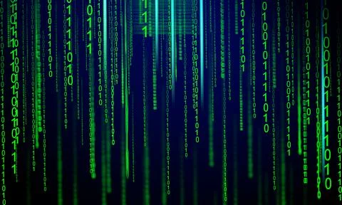 Digital matrix neon code. binary code. Stock Illustration