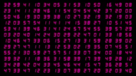 Digital matrix of numbers flows across dark background constantly changing Stock Footage 327593965