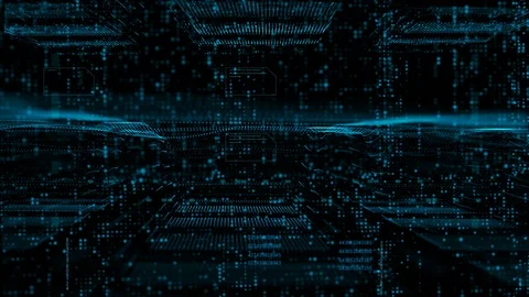 Digital matrix particles and grid motion abstract background Stock Footage 86139061