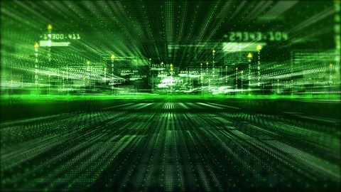 Digital matrix particles and light abstract background. Motion graphics techn Stock Footage 98120996