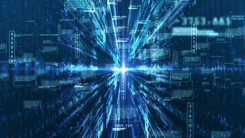 Digital matrix particles and light abstract background. Motion graphics techn Stock-Footage 98866530