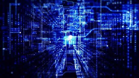 Digital matrix particles and security background. Motion graphics technology Stock Footage 100099857