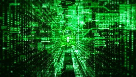 Digital matrix particles and security background. Motion graphics technology Stock Footage 100196194