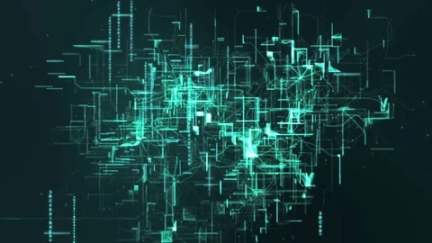 Digital Matrix Particles Grid 01 Stock Footage 74412778