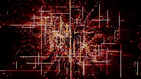 Digital Matrix Particles Grid Stock Footage 74437435