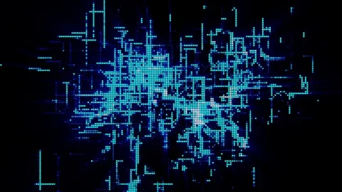 Digital Matrix Particles Grid Stock Footage