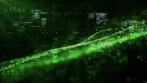 Digital Matrix Particles Grid Stock Footage 74543471
