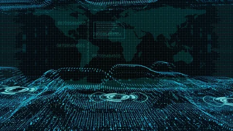 Digital matrix particles grid, Technology abstract background modern design, Video stock 85419612