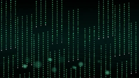 Digital matrix rain animation with falling code background Vídeos de archivo 344752258