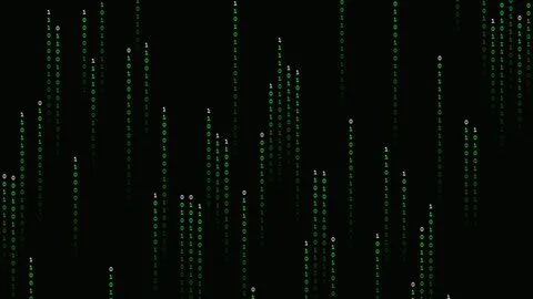 Digital matrix rain animation loop with falling green code in 4K Vídeo Stock 344740439