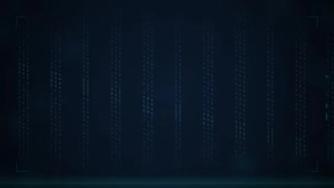 Digital Matrix Rain Background - Dark Blue Abstract Code Stream Animation Stock Footage 346660461