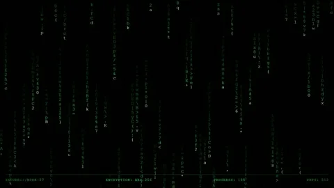 Digital Matrix Rain Background with Secure the Future Text and Falling Green Stock Footage 345765452