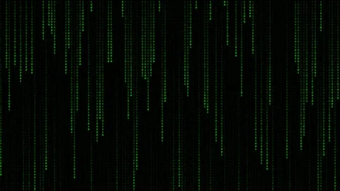Digital matrix rain binary code streaming down fast on dark black computer .. 스톡 동영상 342583131