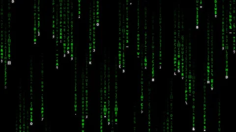 Digital Matrix Rain Code Falling Animation Background Video stock 343554949