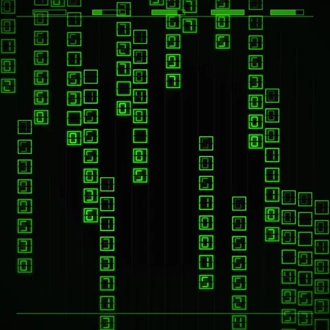 Digital Matrix Rain Code Falling Green Numbers Binary Data Stream Abstract .. 動画素材 347260075