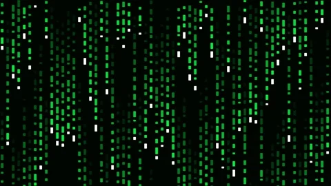 Digital matrix rain effect with cascading green code on a black background 库存影片 335117780