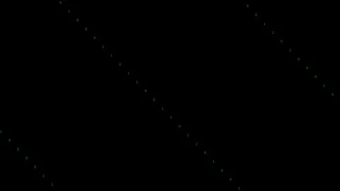 Digital matrix rain effect with falling green numbers on black background Video stock 338309497