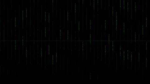 Digital matrix rain effect with glowing green code on a dark background Video stock 335117877