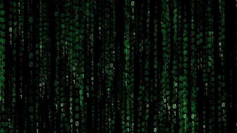 Digital matrix rain falling across a cybernetic reality Stock Footage 303364284