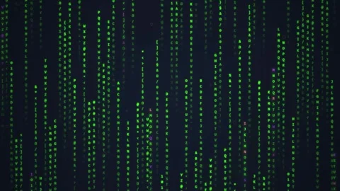 Digital Matrix Rain of Green Code Falling on Dark Background - Futuristic T.. Stock Footage 348412082