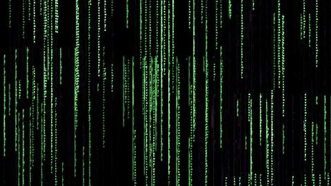 Digital Matrix Rain. Green matrix of letters and numbers on black background 스톡 일러스트