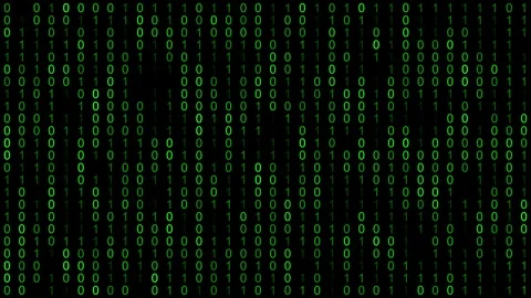 Digital Matrix Style Binary Code Rain Background Loop Stock Footage 320107002