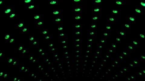 Digital matrix style green led tunnel background Stock Footage 335068250