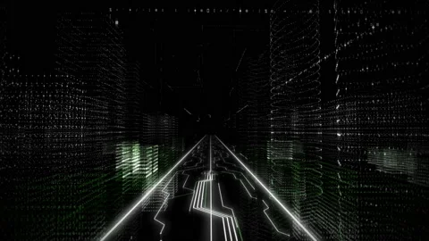 Digital matrix tech is projecting the virtual hologram of the word Robotic Stock Footage 172197053