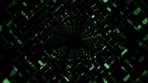 Digital Matrix Tunnel with Green Numbers and Futuristic Cyber Concept Stock Footage 339052326