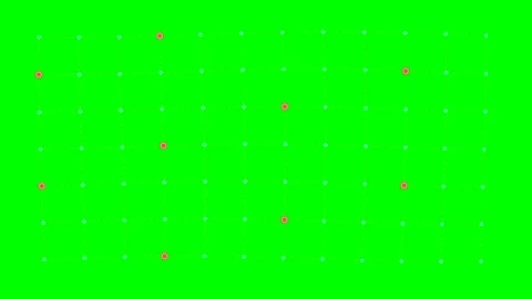 A digital maze grid on a vibrant green background featuring red markers Video stock 340903568
