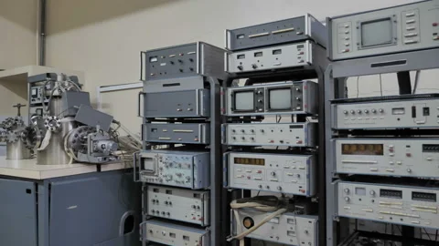 Digital Measuring Devices In The Physics Laboratory Stock Footage 145640915