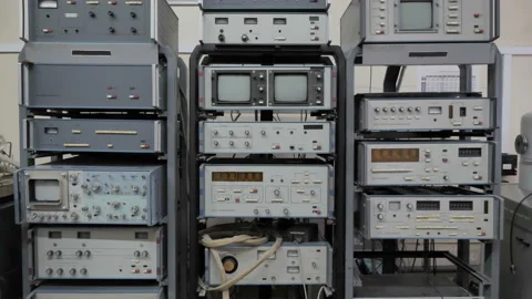 Digital Measuring Equipment With Buttons, Toggle, Wires Stock Footage 145640770