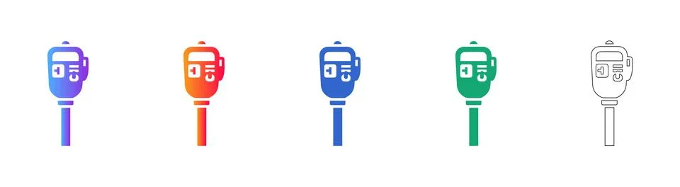 Digital Measuring Tool Icon Set Stock Illustration