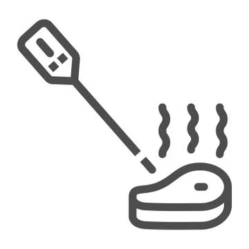 Digital meat thermometer line icon, bbq concept, kitchen smart steak thermometer Stock Illustration