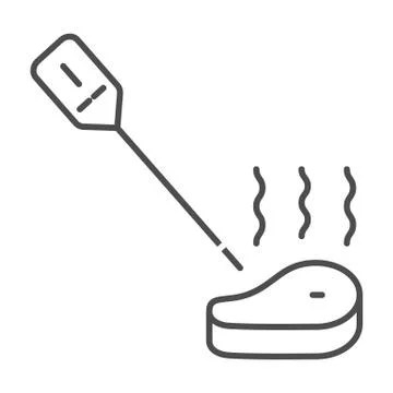 Digital meat thermometer thin line icon, bbq concept, kitchen smart steak Stock Illustration
