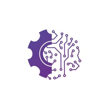 Digital mechanical technology logo template concept illustration. Gear electr Stock Illustration