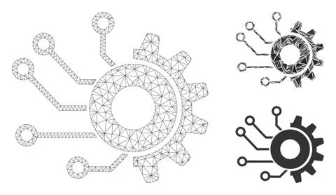 Digital Mechanics Vector Mesh Carcass Model and Triangle Mosaic Icon Stock Illustration