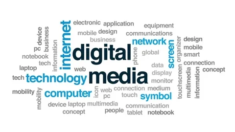 Digital media animated word cloud, text ... | Stock Video | Pond5