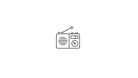 Digital media broadcasting podcast looping motion graphics icon Video stock 342621638